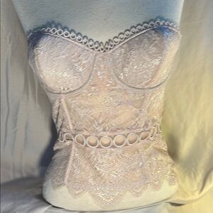 Victoria’s Secret. Size 32C. Elegant Lace Bustier in a Pale Pink